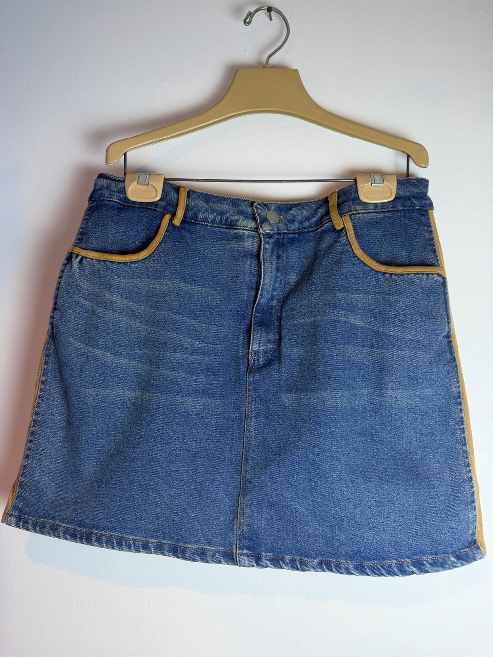 Sunday Edition Contrast Trim Denim Skort/Mini Skirt- Cotton Blend